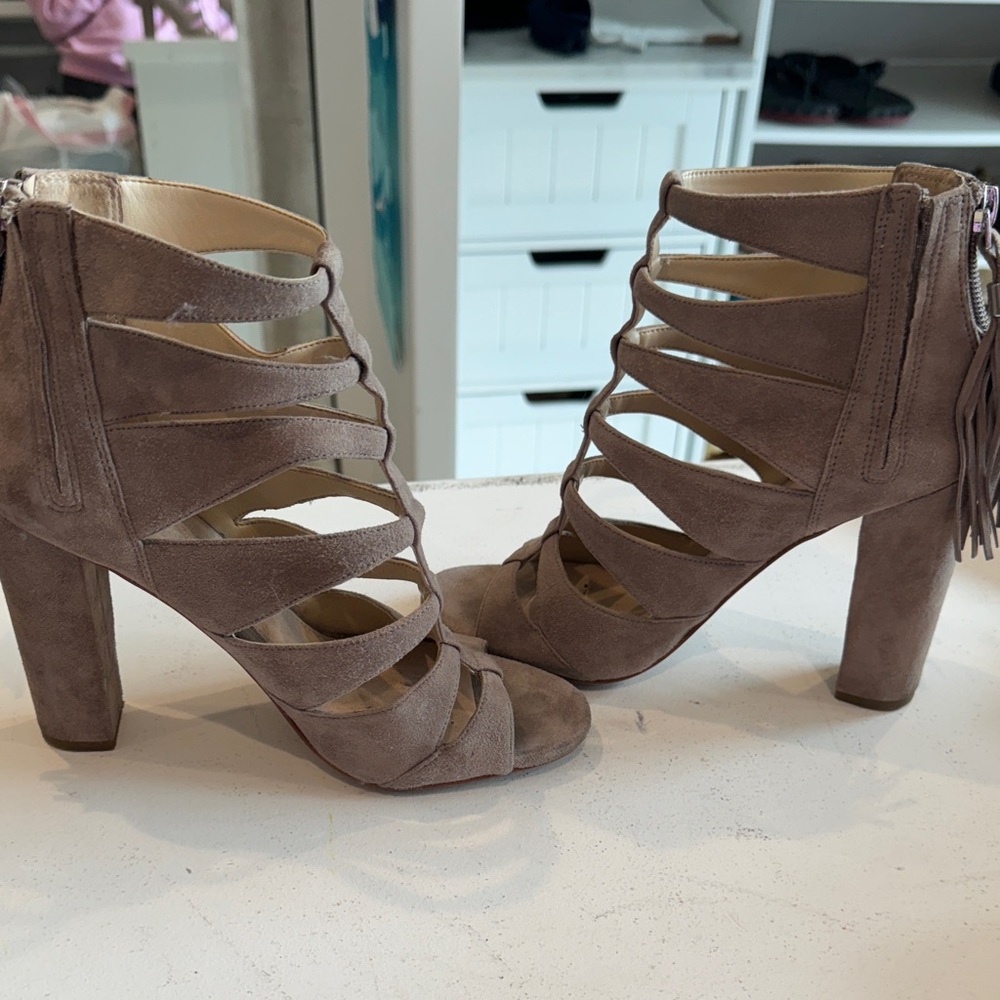 Marc Fisher Taupe Suede Cage High Heel! - Picture 3 of 6